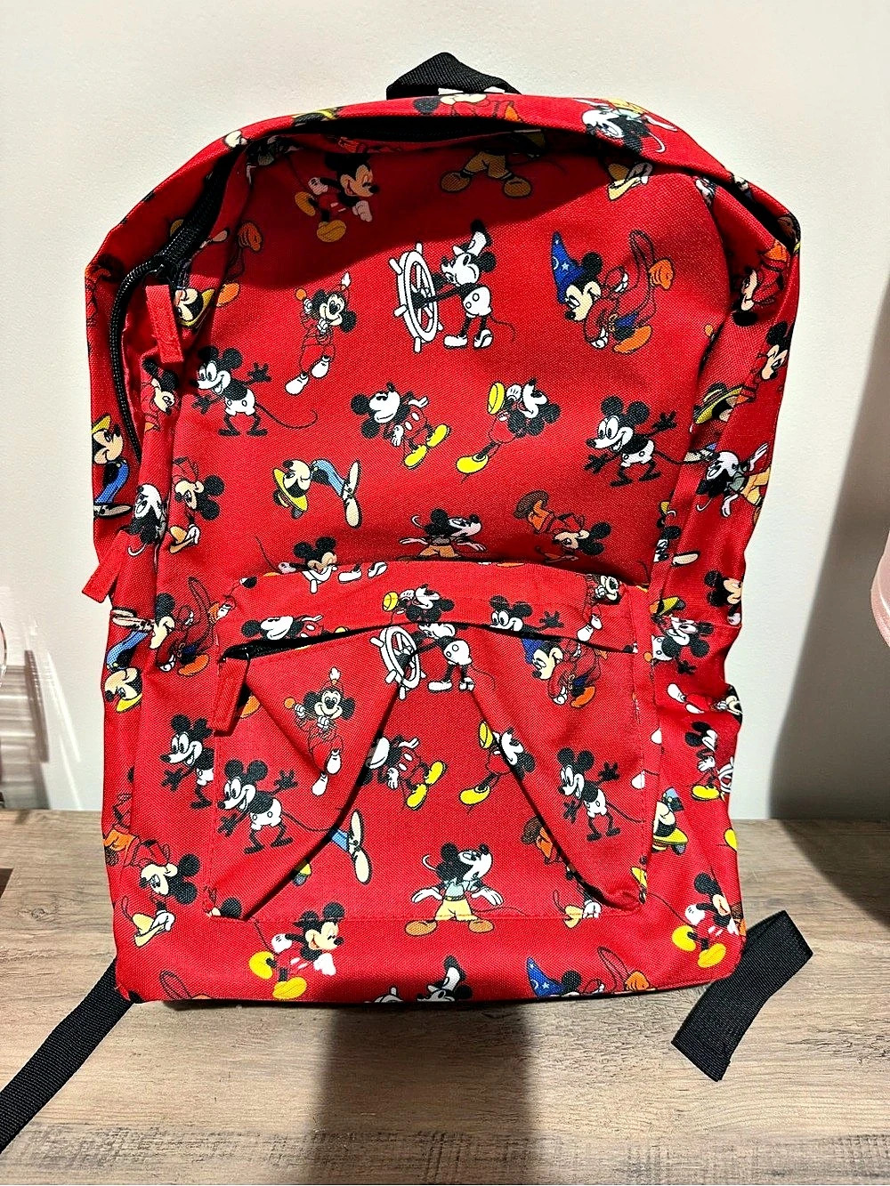 Disney Mickey Mouse Allover Print Backpack Red & Black